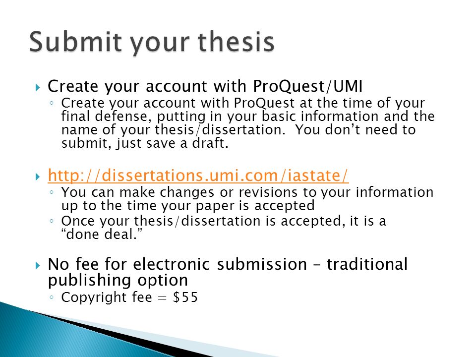 Submitting Your Electronic Master's Thesis or Project